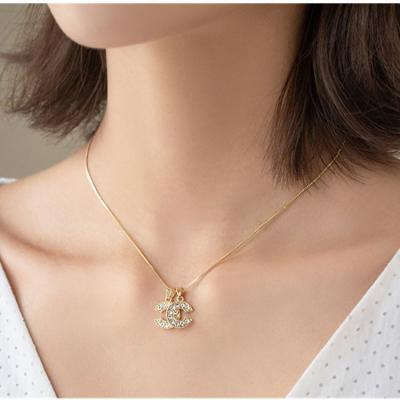 China NEW Trendy Double C Letter C Jewelry Fashion Zircon Diamond Pendant Necklaces for sale