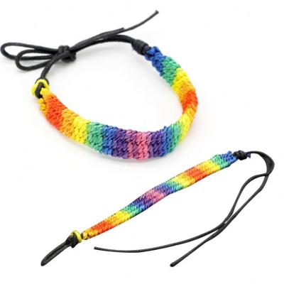 China BOHEMIA Rainbow Rope Friendship Bracelet Hemp Rope Braided Bracelets Gay Pride Wristband Handmade Jewelry Gift for sale