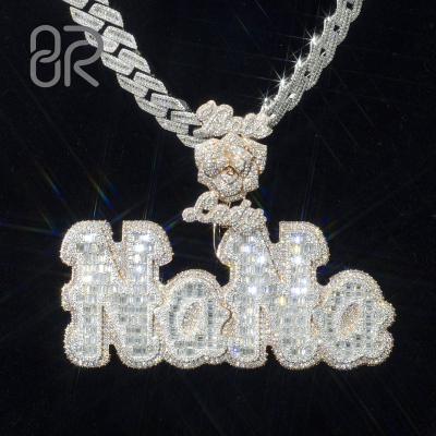 China Hot Sale 925 Name Letter VVS Moissanite Diamonds Diamonds Pendants Factory Whole Hot Sale 925 Sliver Cuban Link Necklace Customs Fine Jewelry for sale