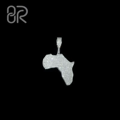 China CLASSIC Dot Map VVS Moissanite Diamond Wholesale 925 Silver Pendant Iced Out Africa Map Hip Hop Jewelry Men for sale