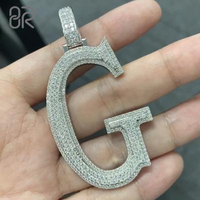 China CLASSIC 51MM VVS Moissanite 925 Silver Diamonds G Initial Letter Pendants Factory Gold Plating Hip Hop Jewelry Wholesale for sale