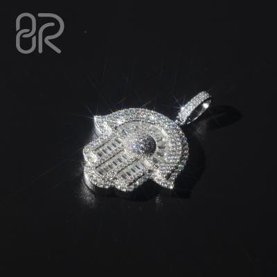 China VVS Men's CLASSIC Custom Hip Hop Jewelry Moissanite Diamond Hamsa Pendant Wholesale 925 Sterling Silver Iced Out Pendant for sale