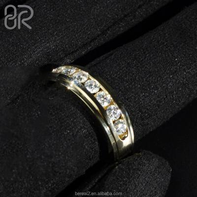 China Men's CLASSIC Round Ring Real Gra Certified Symmetrical Cut 0.36ct VVS Moissanite Shiny 18k Gold Plated 925 Silver Circle Rings for sale