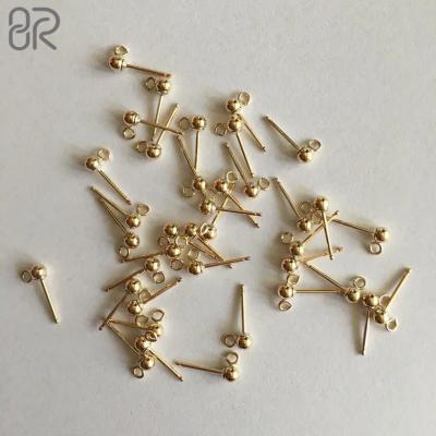 China Pure 18k Gold Jewelry Findings Ear Stud Filled Ball Earring Charms For Jewelry Making Ball Head Pin G0005 for sale