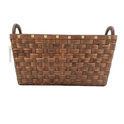 China Factory Direct Sale Sustainable Rectargle Storage Baskets Rattan Storage Basket Woven Laundry Basket With Handle for sale