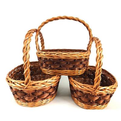 China Uni sate high quality 2021 round fruit picnic basket wicker storage wholesale for sale