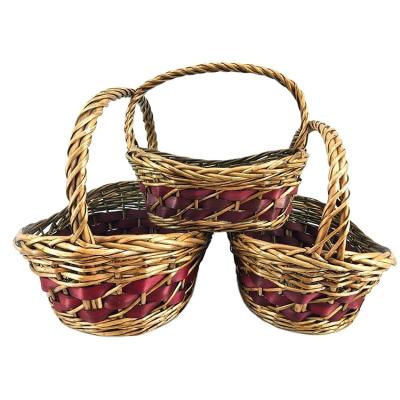 China Plain natural customer sate cheap willow color wicker flower/fruit basket wicker baskets for sale