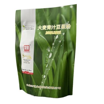 China Green Barley Juice Soy Milk Powder Recyclable Sealing Pouch Three Sides Sealing Pouch 300g for sale