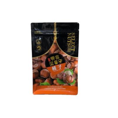 China Recyclable Reusable Snacks Nut Packaging Aluminum Foil Stand Up Eight Edges Sealing Pouch With Window for sale