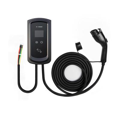 China LCD Display SAE J1772 EV Charger 110V to 250V Wallbox EV Charging Station for sale