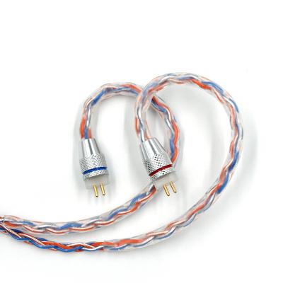 China CCA Speaker Upgrade Earphone Replacement Cable Orange Blue Mix Braided Silver Plated Plug Replaceable Earphone Cord Audio Durable Cabl for sale