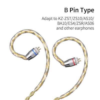 China Top Build Original KZ Gold Silver Plated High Purity Cable Hi-Fi Noise Oxygen Free Earphone Wire Replacement Upgrade Cable With Pin 2 for sale