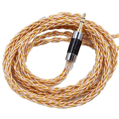 China Top Core 90-7 3.5mm Gold Silver Construction CCA 784 Copper Braided Wire High Purity Silver Oxygen Free Boost Earphone Audio Wire for sale