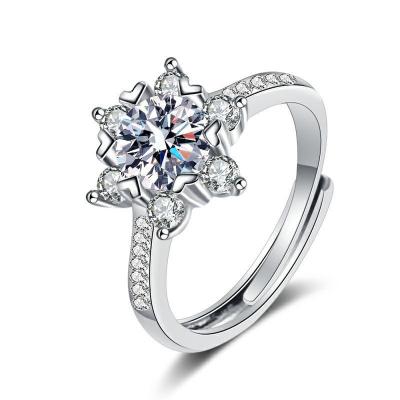 China Moissanite Diamond 925 Ring Design Snow Diamond Ring Fashion Opening Ring Wedding Gift Sterling Silver Classic Jewelry Anniversary for sale