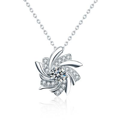 China Clavicle Diamond Moissanite Design Anniversary Windmill Necklace S925 Sterling Silver Pendant Light Luxury Necklace for sale