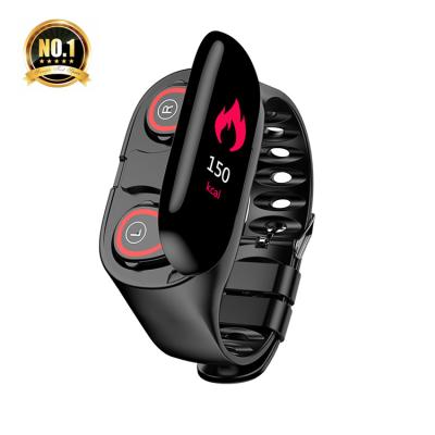 China Hot Selling Amazon Touch Screen Multi Function In Phone In Wristband 2 In 1 Smart Watch M1 With BT Earphone for sale