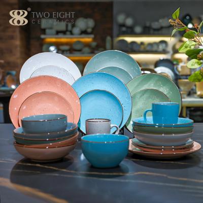 China Luxury Hotel Dish Sustainable Modern Dish Round Dinner Dishes Dinnerware Kitchenware Ceramic Dish Sets Porcelain Dishes Set for sale