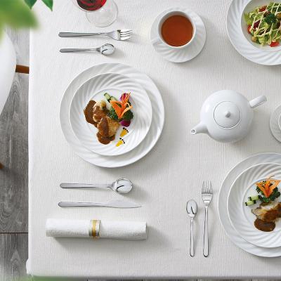 China Hotel Sustainable Use Soft White China Porcelain Dinner Set , Dinnerware Sets Luxury Porcelain# for sale