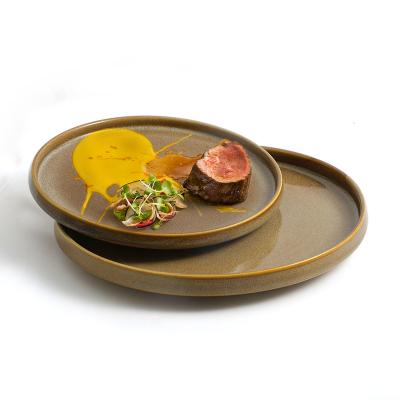 China Sustainable HOSEN Restaurant Porcelain Dinner Dish Sets , Rustic Ceramic Serving Plates for sale