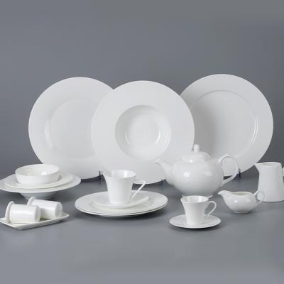 China Sustainable Hotel Supplier White Fine Bone China Dinnerware Sets , Restaurant Bone China Dinner Set for sale