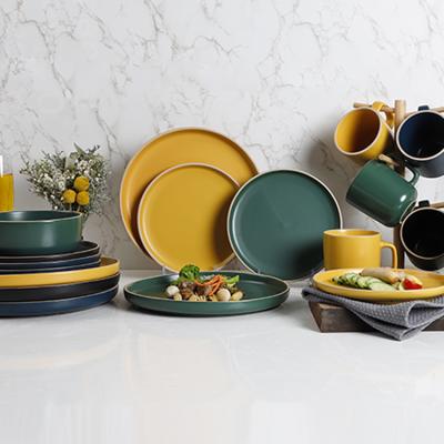 China Sustainable Fashion Salad Dinner Dishes Porcelain Set Ceramic Dinner Set for sale