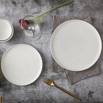 China Sustainable Resturant Hotel Ceramic Dinner Plate , Dining Porcelain Tableware White Round Dishes for sale