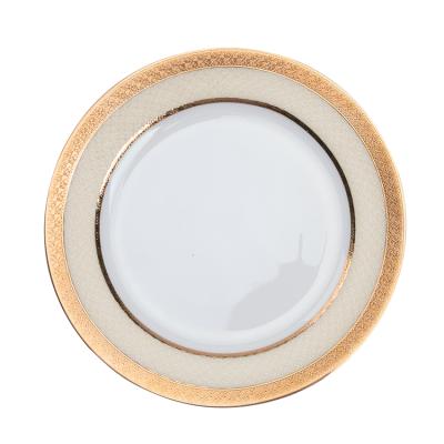 China Sustainable High Temperature Gold Rim Porcelain Vajilla , Middle East Style High Temperature Gold Ceramic Plates Sets for sale