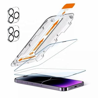 China 9h 2.5d/with easy app/shockproof easy fit for iphone 14 13 pro max screen protector install kit iphone easy install applicator tempered glass for sale