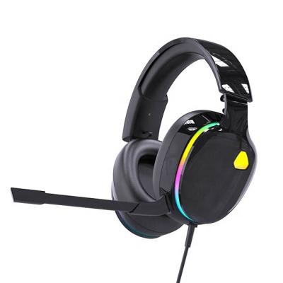 China Overflowing RGB Light Show USB Stereo Gaming Headset with Soft Memory Earmuffs Over-Ear Earphone for PS2 PS4 PS5 Xbox One Macbook PC Controller for sale