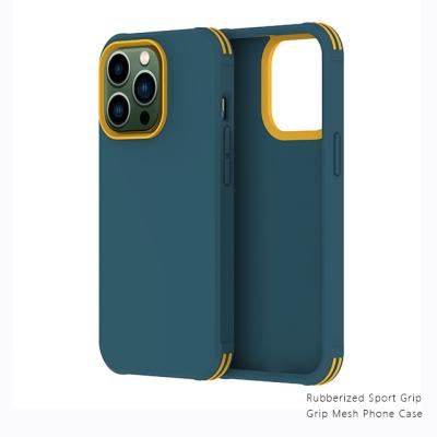 China Hot And Premium Shockproof TPU Three Band Layers Phone Case Anti Scratch Drop Protection For Pro 13 Max Phone 14 Series Dark Blue for sale