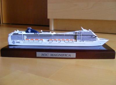 China Customized Design Wooden Model Boats With MSC Magnifica Cruise Ship Shaped for sale