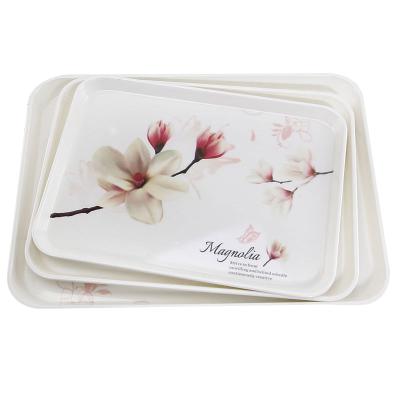 China Custom Melamine Dinner Tray T1433 Printing Melamine Trays With Handles T1433 for sale