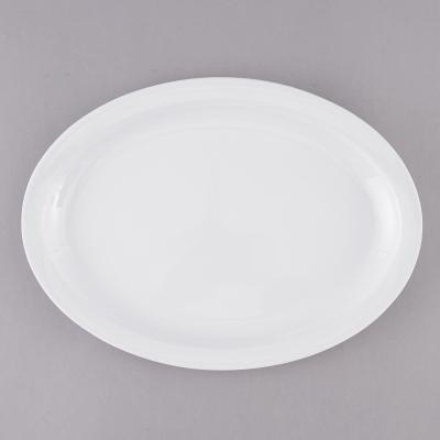 China Melamine Trays NS515W Nustone White Oval Melamine Tray Narrow Rim 13 1/4