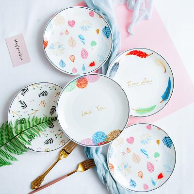 China Dish Set Dinner Plate Sustainable Cute Home Dining Personality Creative Ceramic Dinner Plate for sale