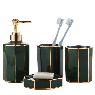 China Viable Hot Sale Ceramic Toilet Brush Holder Bathroom Sets For Sale Marble Bathroom Set for sale