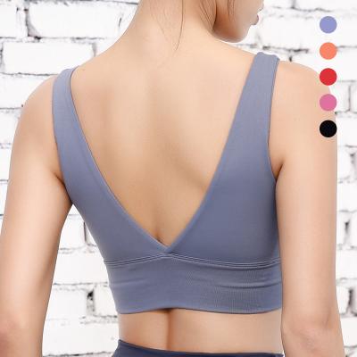 China WX01 Breathable Women's Deep V-back Push Up Bra Shockproof High-impact Yoga Sports Sports Vest for sale