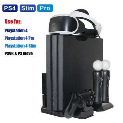 China ABS For PS4 Stand Vertical Holder For PS4 Cooler With Dual Dock Charging Station For PS Move Controller Multifunction Host Base for sale