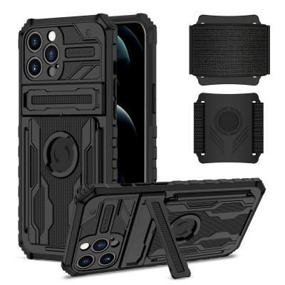 China Multifunctional Shockproof Phone Case For iPhone 13 12 Max 11 Pro XS XR Stand Holder Wristband Shockproof Case Outdoor Sports Se for sale