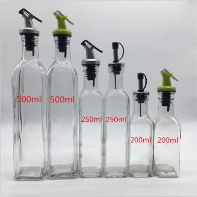 China With Dispenser DAILY Square 150 250 500ML Olive Oil Bottle Vinegar Sauce Glass Bottle For Oiler Condiment Serving Condiment Packaging for sale