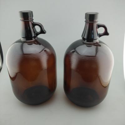 China High Quality Sealed Amber Or 1/2 Colored Glass 0.5 Gallon Glass Bottle Jug Home Brew Beer Wine Jug With Metal Or Plastic Cap for sale