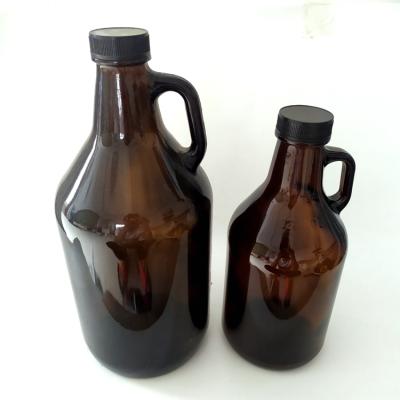 China High Quality Sealed Amber Glass 32oz 64 Ounce Amber Growler with Handle for Brewing Beer and Kombucha for sale