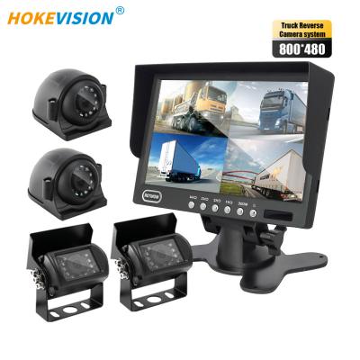 China Sunshade Design Around Factory Security HD 4ch 4 Channel Car Monitor System 7 Inch Waterproof IP68 Dvr Kit Truck Camera With 4 Camera For Truck Bus for sale