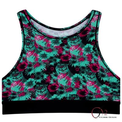 China OEM Antibacterial High Quality Custom Women's Sports Bras Printing Fitness Wear Stylish Back Runner Ladies Protective Sports Bra for sale