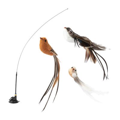 China Suction Cup Feather Bite-Resistant Self-playing Steel Wire Cat Toy Teaser Toy With Feather And Bell for sale