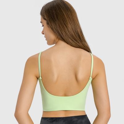 China Custom Logo Antibacterial Custom Women's Yoga Top Frame Padded High Print Sports Bra for sale