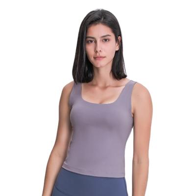 China Women Gym Clothing Private Label Yoga Antibacterial Tank Top With Padded Bra for sale