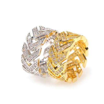 China New Vintage CLASSIC Gold Plated Cubic Zirconia Gold Plated Ring For Men's Hip Hop Jewelry Personality Ring for sale