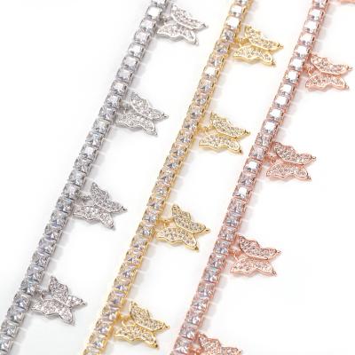 China New CLASSIC Butterfly Elements Small Zircon Butterfly Ankle Chain Girl's Shining Foot Bracelet Wholesale for sale