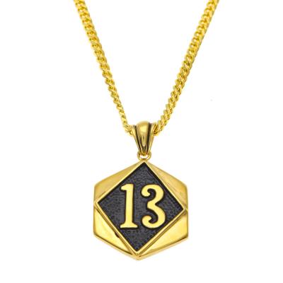 China Lucky Number 13 New Hip Hop Men's Hip Hop Pendant Necklace Wholesale for sale