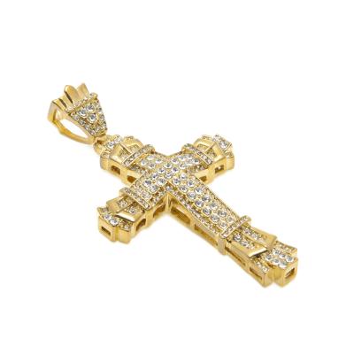 China Hip Hop Hip Hop Hip Hop Accessories Retro Cross Rapper Inlay Rhinestone Pendant Men's Character Neckle for sale